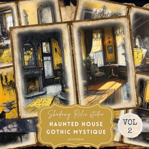 Haunted House Junk Journal Pages Haunted House Folio Junk Journal Kit Halloween Scrapbooking Spooky Pages Halloween Ephemera Digital Paper