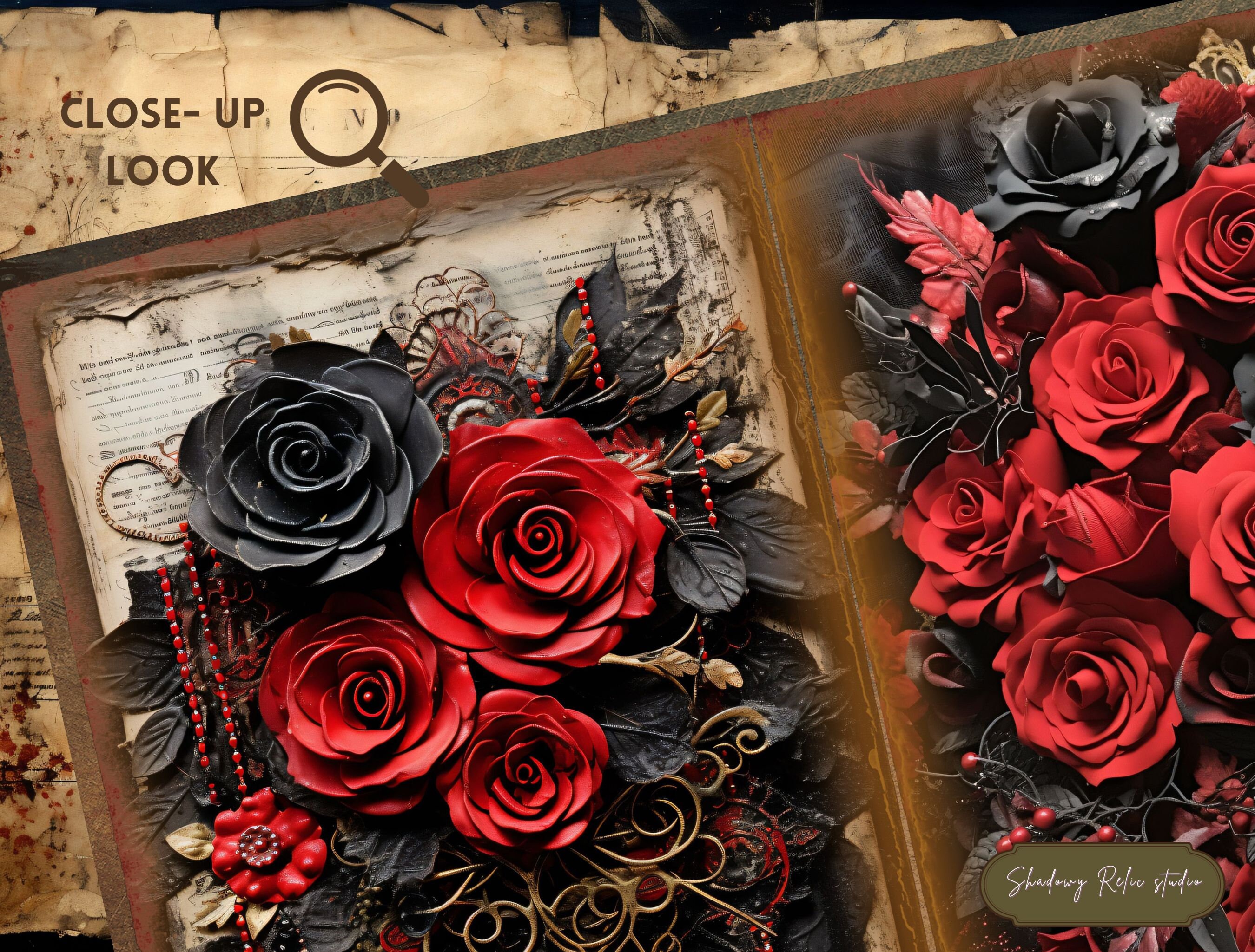 Gothic Black and Red Roses Junk Journal Kit Gothic Collage Sheets ...