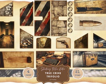 True Crime Junk Journal Kit, Gothic Noir Crime Scene Ephemera, Forensic Investigation Printables, Criminal Junk Journal Pages Detective