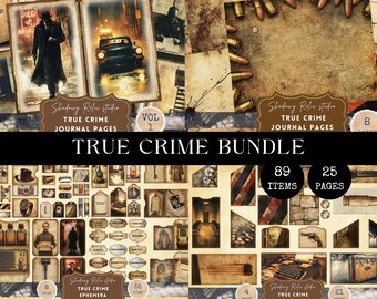 True Crime Junk Journal Kit Gothic Noir Crime Scene Ephemera Forensic Investigation Printables, Criminal Junk Journal Pages Detective BUNDLE