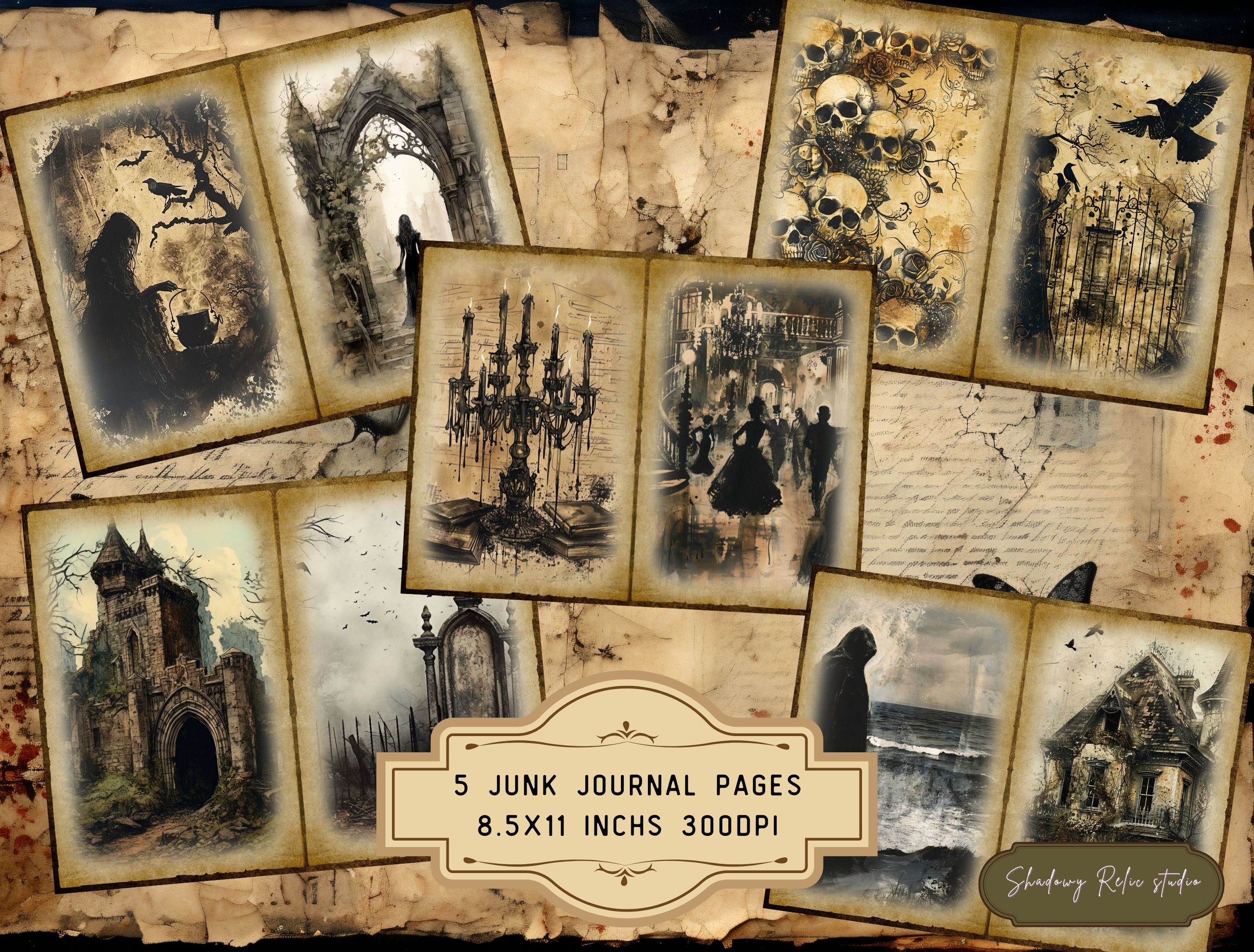 Gothic Dream Junk Journal Pages Creepy Collage Sheet Scrapbooking Card ...