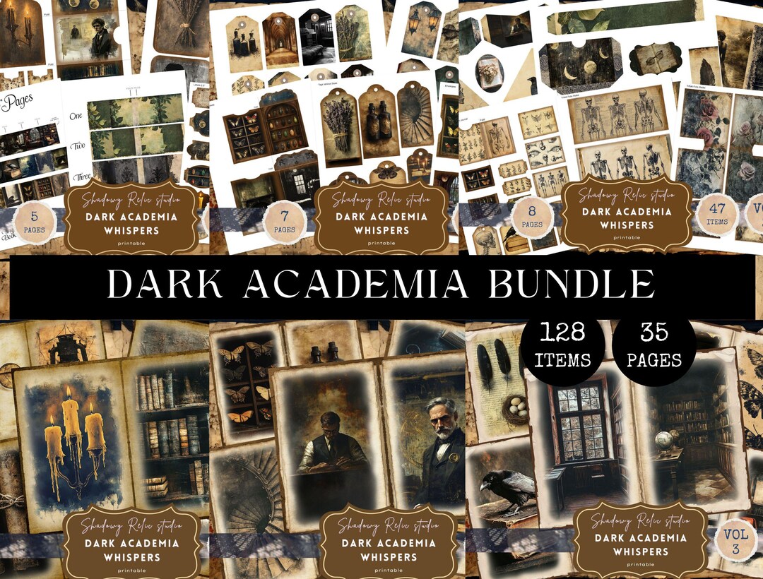 Dark Academia Junk Journal Bundle Gothic Printable Journal Kit Witch