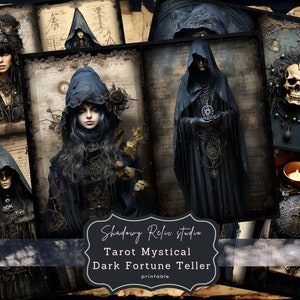 Fortune Teller Junk Journal Kit Tarot y bola de cristal Junk Journal Pages Hojas de collage gótico tarjetas de scrapbooking efímera Tarot Tales