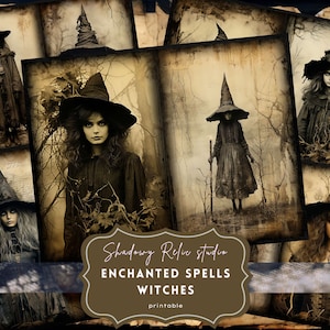 Witch Junk Journal Pages collage sheets scrapbooking cards Gothic Witch Junk Journal Ephemera Printable Junk Journal Witch Kit Witch Journal