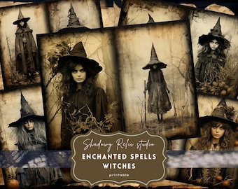 Witch Junk Journal Pages collage sheets scrapbooking cards Gothic Witch Junk Journal Ephemera Printable Junk Journal Witch Kit Witch Journal