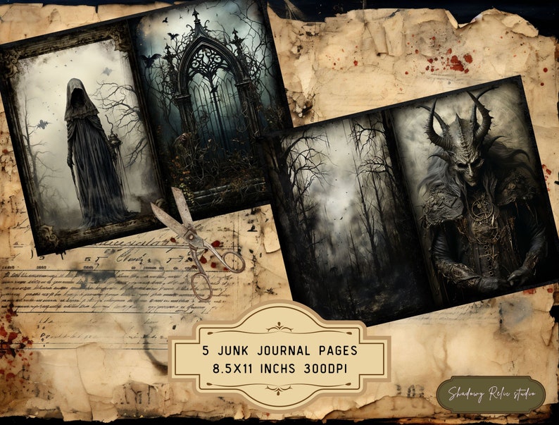 The Haunted Junk Journal Pages Gothic Collage Sheets Scrapbooking Cards ...