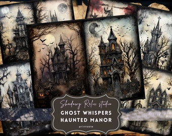 Skräpjournalsidor för Haunted Mansion Gotiska collageark scrapbookingkort Ephemera Haunted Mansion skräpjournalkit Haunted Manor journal