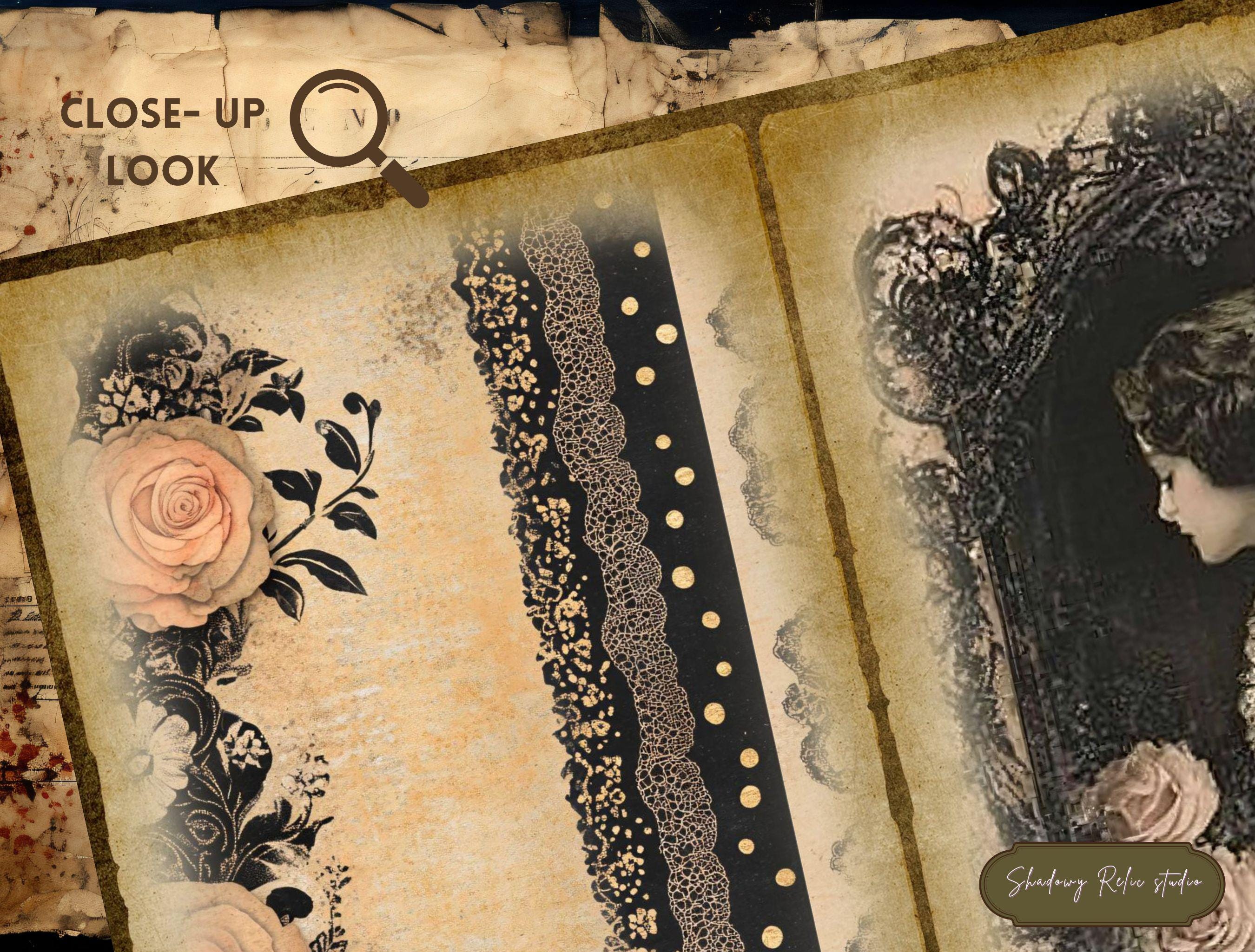 Dark Lace Junk Journal Printable Pages Purple Floral Lace Collage ...
