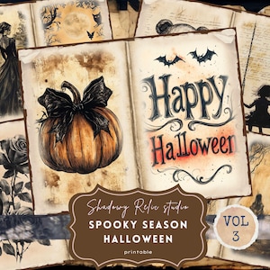 Spooky Halloween Junk Journal Pages Halloween Printable Vintage Halloween Vintage Ephemera Gothic Digital Paper Halloween Junk Journal Kit
