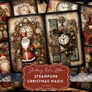 Steampunk Christmas Junk Journal Pages Gothic collage sheets scrapbooking cards ephemera Steampunk Christmas Junk Journal Kits Steampunk