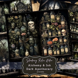 Dark Apothecary Junk Journal Pages Gothic collage sheets scrapbooking cards ephemera Alchemical themed Junk Journal Kits Esoteric journal