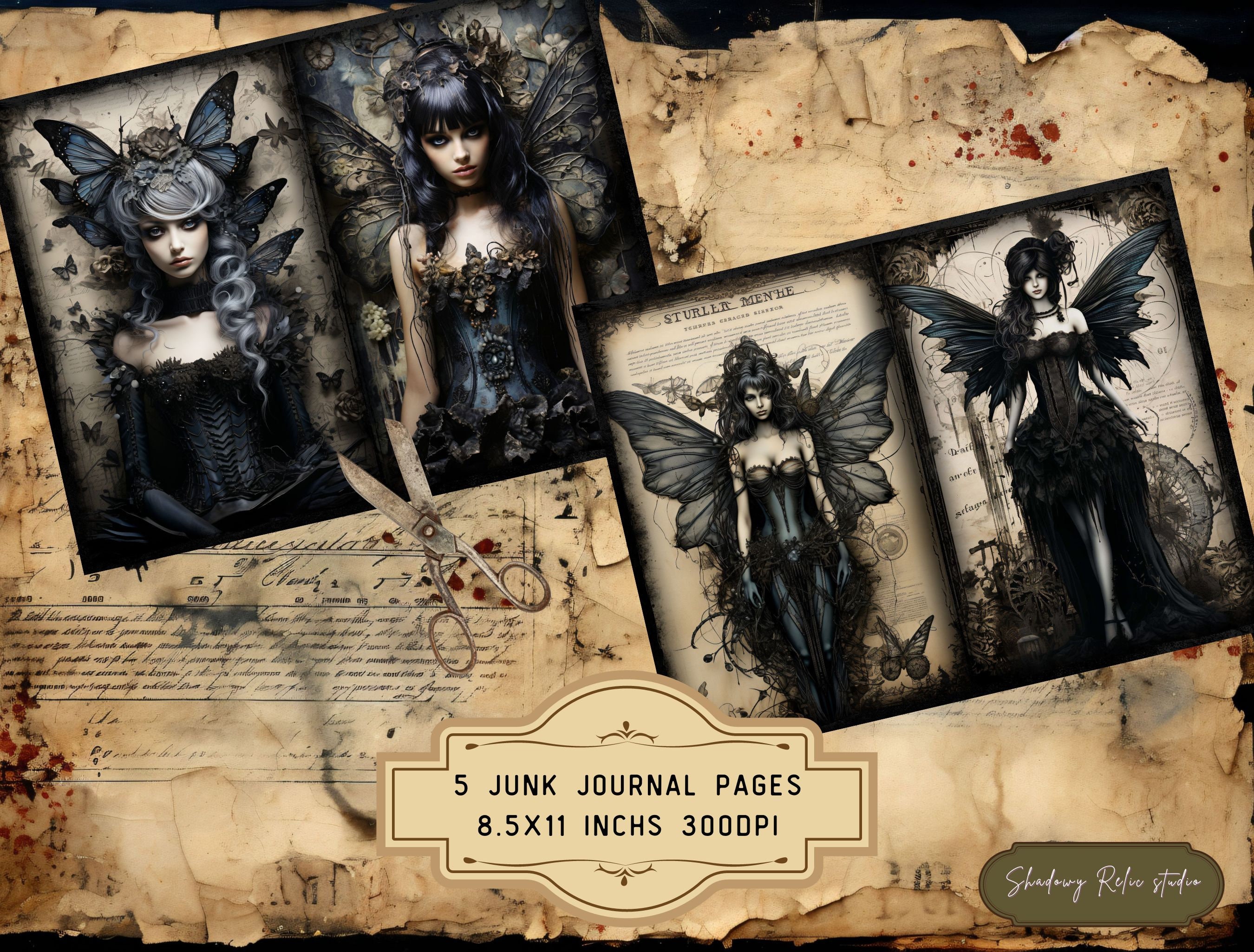 Gothic Fairy Junk Journal Pages Printable Dark Fairy Junk Journal Pages ...