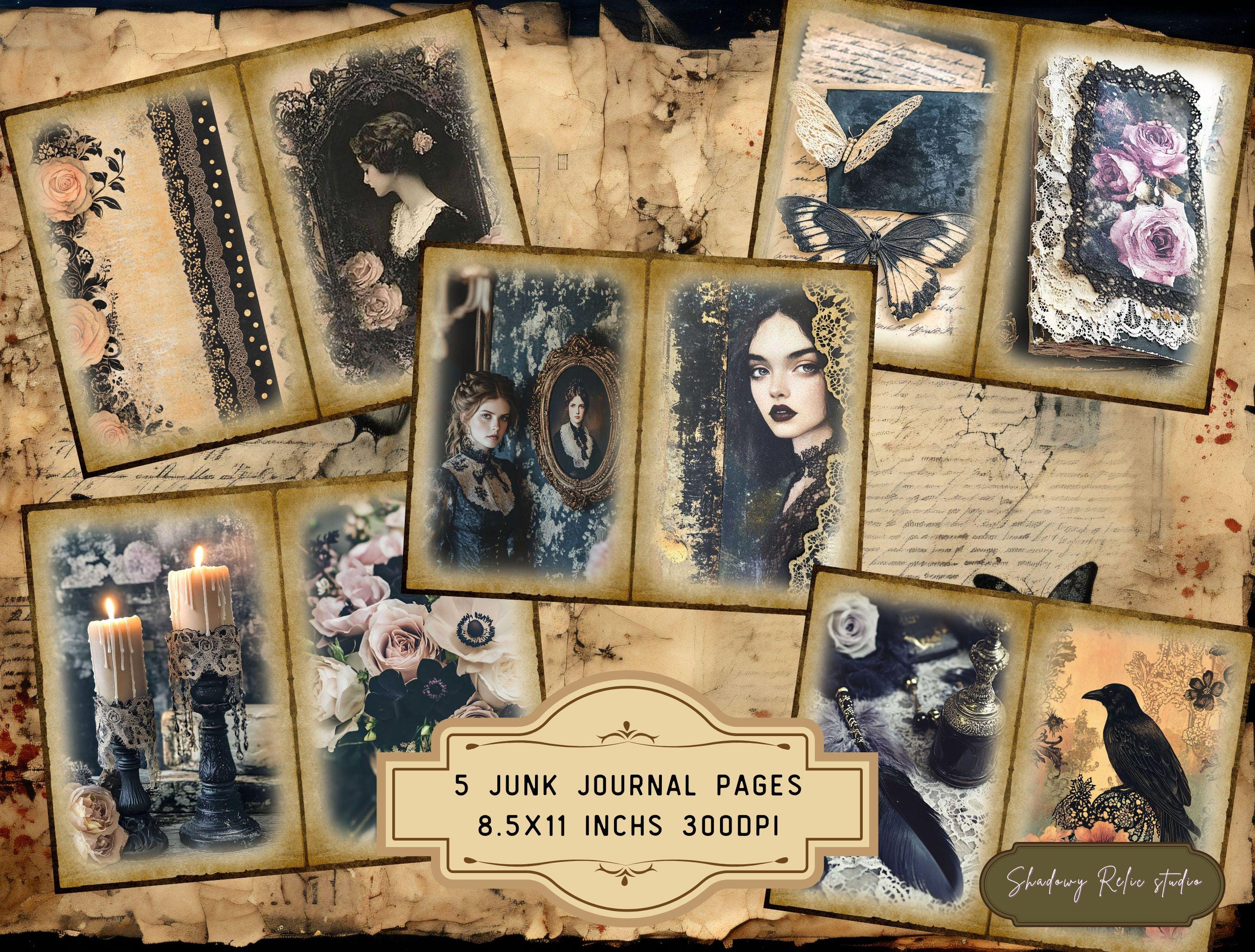 Dark Lace Junk Journal Printable BUNDLE Purple Floral Lace Collage ...