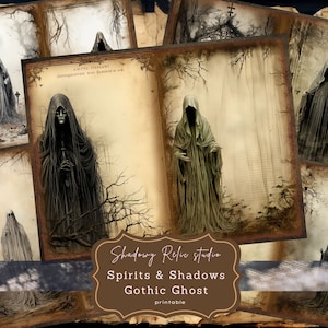 Gothic Ghost Junk Journal Pages Gothic printable Pages collage sheets scrapbooking cards papers ephemera Spirit Shadows Ghost Journal kits