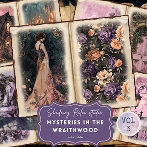 Wraithwood Garden Junk Journal Page Purple Dream Printable Kit Gothic Garden Junk Journal Kit Mysterious Romantic Victorian Garden Ephemera