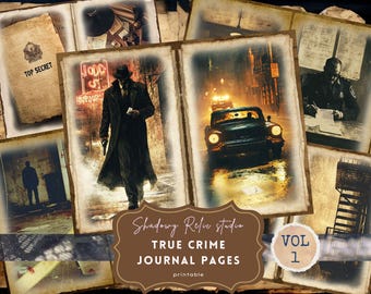 True Crime Junk Journal Kit, Gothic Noir Crime Scene Ephemera, Forensic Investigation Printables, Criminal Junk Journal Pages Detective