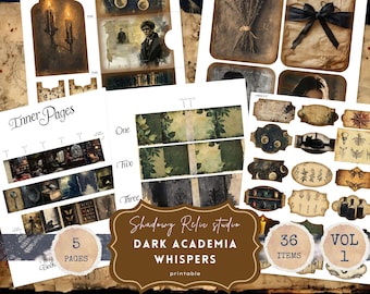 Dark Academia Junk Journal Pages Gothic printable Pages Witch books Magic school Enigmatic ephemera Dark Academia Junk Journal kits Sinister