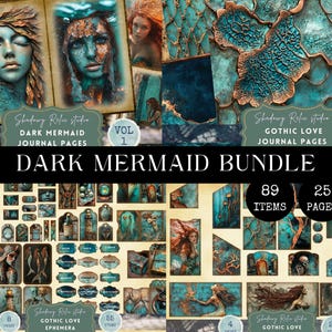 Dunkle Meerjungfrau Junk Journal Kit | Gothic Ozean Ephemera | Sunken Siren Scrapbook Printables, Vintage Nautical Scrapbook, Sea Life Scene BUNDLE