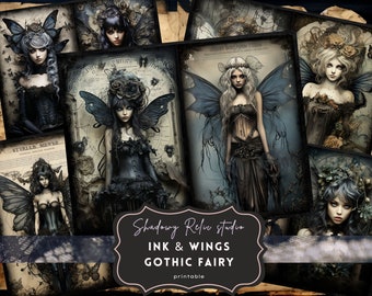 Gothic Fairy Junk Journal Pages Printable Dark Fairy Junk Journal Pages Gothic printable Pages collage sheets scrapbooking ephemera mystery