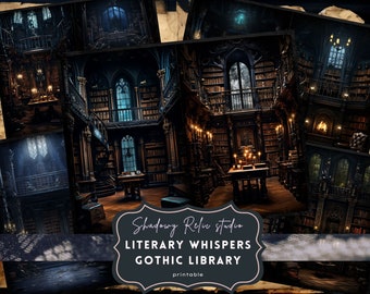 Gothic Library Junk Journal Pages Gothic printable Pages collage sheets scrapbooking cards Enigmatic paper ephemera Junk Journal kits