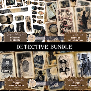 Junk Journal Kit Detective Junk Journal Page scrapbooking card Crime Investigation ephemera Mystery Case File Victorian Collage Sheet BUNDLE