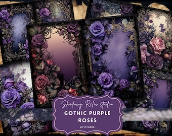 Black Roses Junk Journal Pages Gothic Collage Sheets Scrapbooking Cards ...