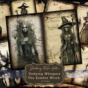 Witch Zombie Junk Journal Pages Gothic collage sheets scrapbooking cards ephemera Zombie Witch Junk Journal Kits Occult junk journal pages