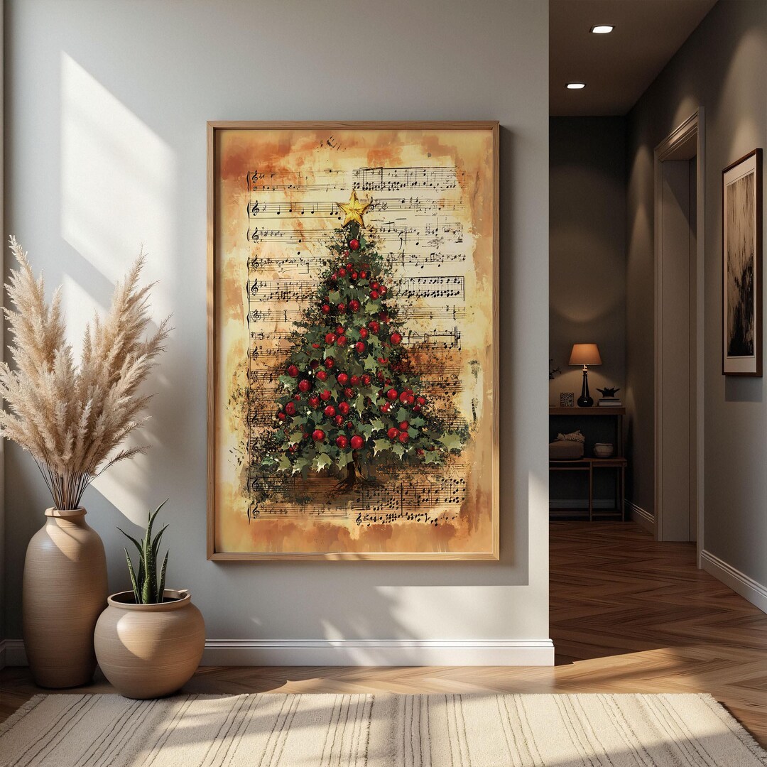 Christmas Tree Wall Art Christmas Tree With Music Background Printable
