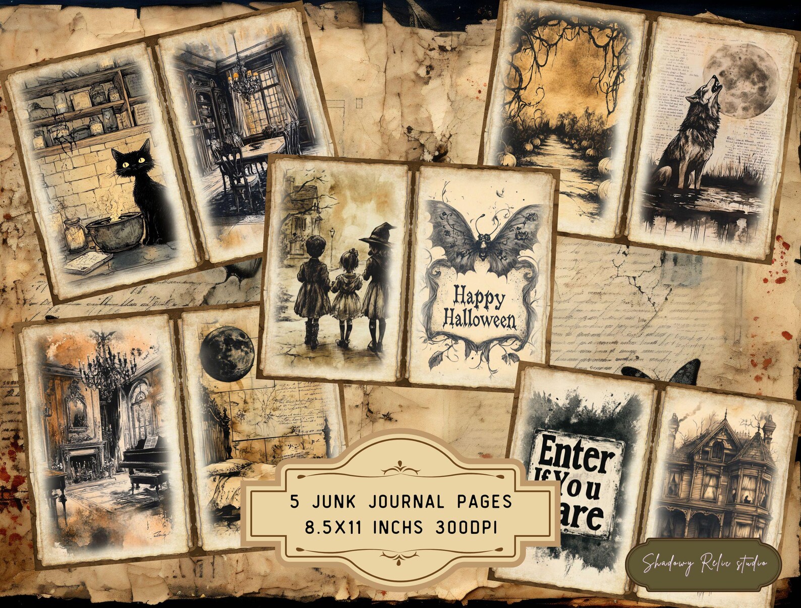 Spooky Halloween Junk Journal BUNDLE Halloween Printable Vintage ...
