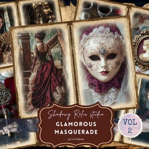 Gothic Masquerade Junk Journal Kit Dark Masquerade Victorian Junk Journal Pages Halloween Ephemera Printable Gothic Ball Folio Masks paper