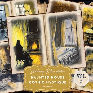 Haunted House Junk Journal Pages Haunted House Folio Junk Journal Kit Halloween Scrapbooking Spooky Pages Halloween Ephemera Digital Paper