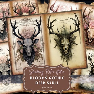 Gothic Deer Skull Junk Journal Printable Deer Skulls Junk Journal Pages Gothic printable Pages collage sheets scrapbooking ephemera Mystical