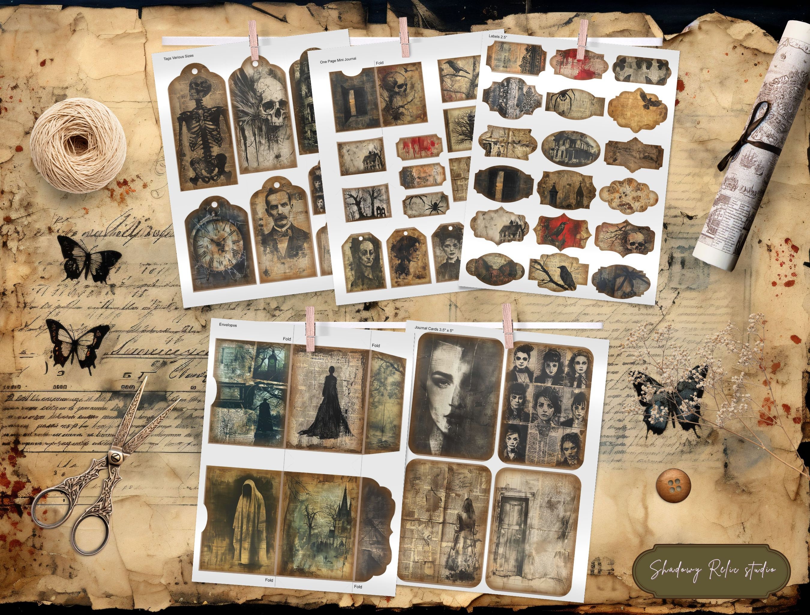 Sinister Junk Journal Pages Gothic Collage Sheets Scrapbooking Cards ...