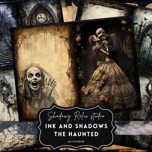 The Haunted Junk Journal Pages Gothic collage sheets scrapbooking cards ephemera Gothic Haunted Junk Journal Kits Ghostly Themed papers