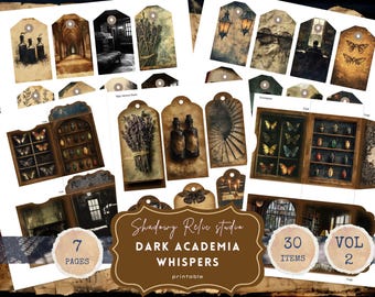 Dark Academia Junk Journal Pages Gothic printable Pages Witch books Magic school Enigmatic ephemera Dark Academia Junk Journal kits Sinister