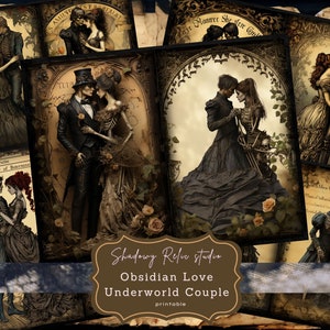 Unterwelt Paar Junk Journal Seiten Gothic druckbare Seiten Collage Blätter Scrapbooking Karten Eternal Love Papiere Ephemera Junk Journal Kits