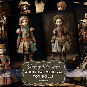 Medieval Toy Dolls Junk Journal Pages Gothic collage sheets scrapbooking cards ephemera Medieval Dolls Junk Journal Kits Toy Dolls papers