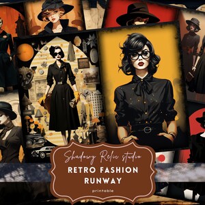 Retro Fashion Junk Journal-pagina's Gothic Retro Couture Junk Journal Kit Gotische collagevellen scrapbooking kaarten ephemera Mode
