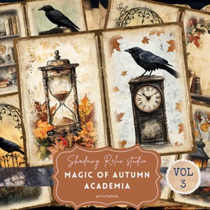 Autumn Academia Junk Journal Pages Gothic Fall Junk Journal Kit Halloween Junk Journal Raven Junk Journal Pages Dark Academia paper