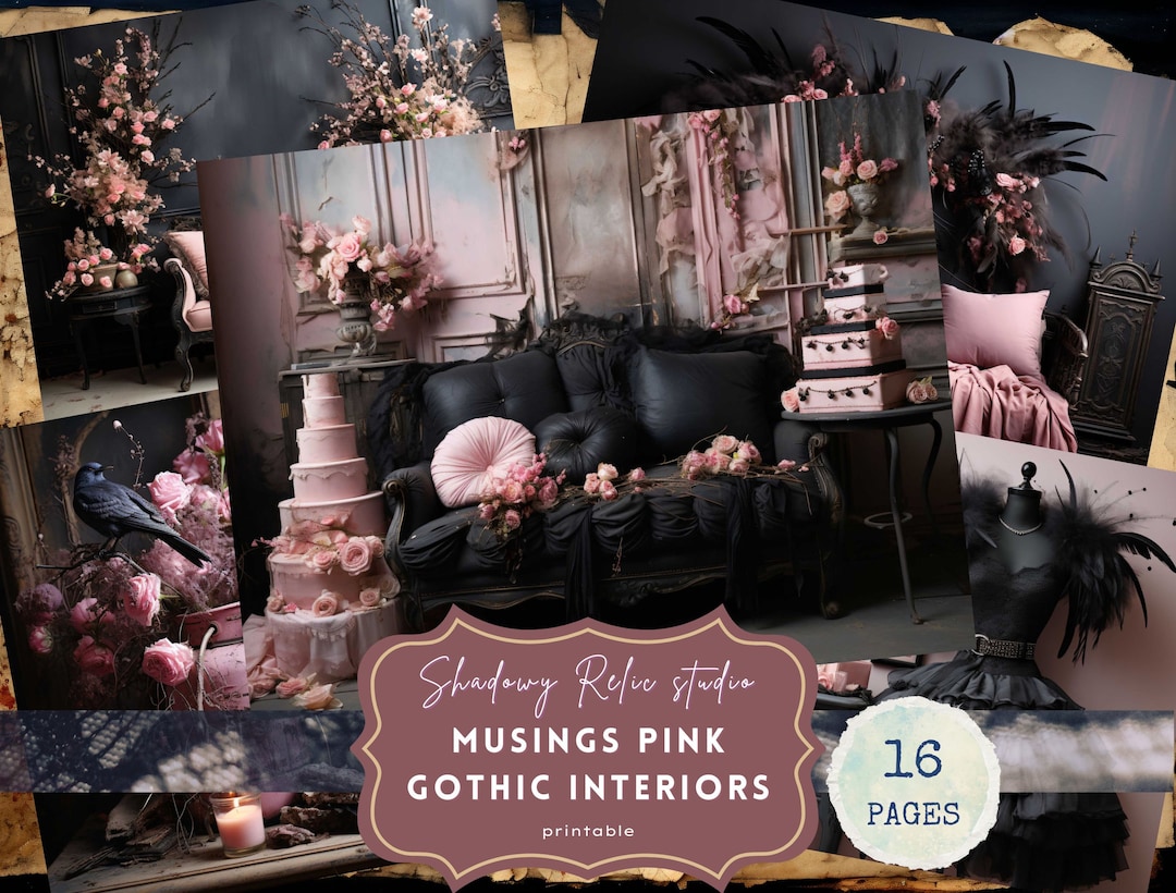Gothic Pink Interior Junk Journal Pages Printable Gothic Pink Collage ...
