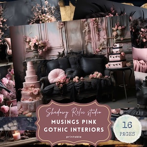 Gothic Pink Interior Junk Journal Pages Printable Gothic Pink collage sheets scrapbooking Pink Interior ephemera Interior Junk Journal Kit