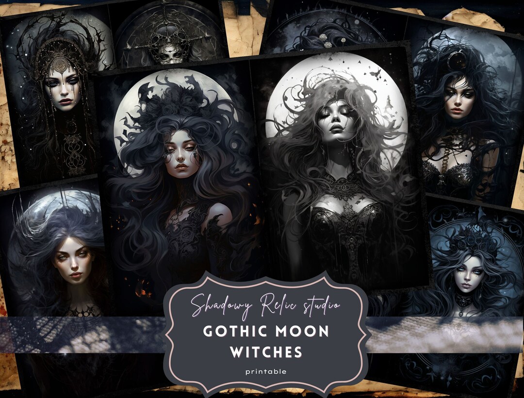 Gothic Moon Witch Junk Journal Pages Gothic Printable Pages Collage ...