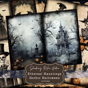 Halloween Gothic Junk Journal Printable Backgrounds Papers Gothic Junk Journal Pages collage sheets scrapbooking cards ephemera Halloween