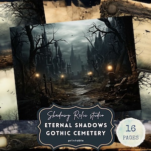 Cemetery Junk Journal Pages Gothic Junk Journal Pages collage sheets cemetery scrapbooking cards ephemera Graveyard junk journal sheets