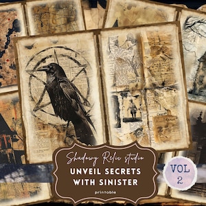 Sinister Junk Journal Pages Gothic collage sheets scrapbooking cards ephemera Sinister Junk Journal Kit Macabre journaling supplies