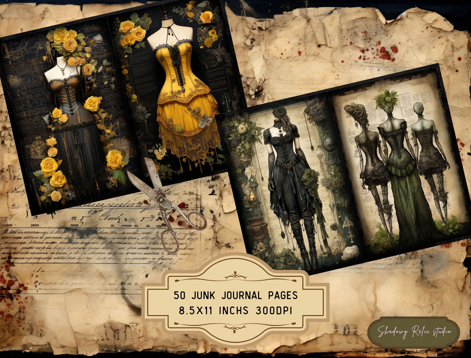 Gothic Fashion BUNDLE Junk Journal Pages Gothic Couture Junk Journal ...