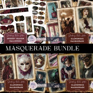Gothic Masquerade Junk Journal Kit BUNDLE Dark Masquerade Victorian Junk Journal Pages Halloween Ephemera Printable Gothic Ball Folio Masks