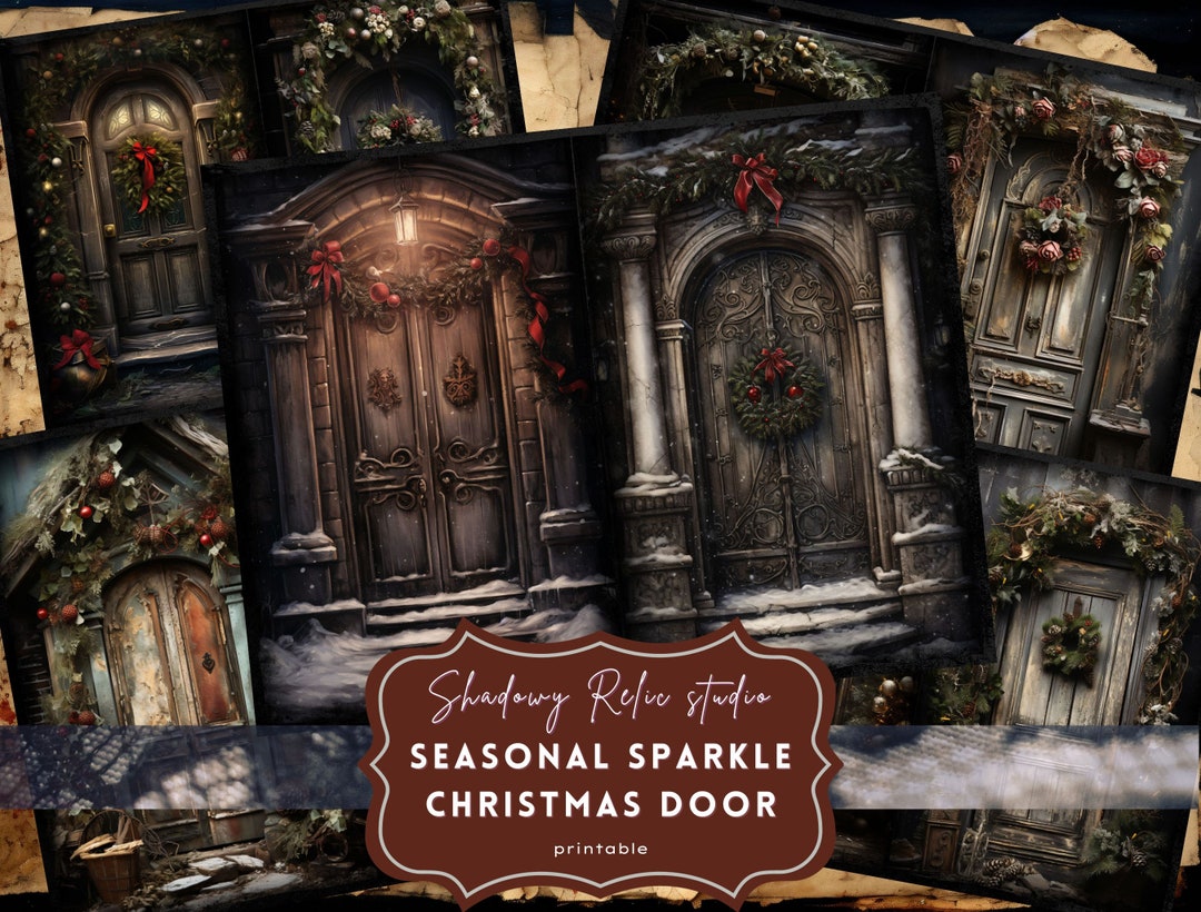 Christmas Door Junk Journal Pages Gothic Printable Pages Collage Sheets ...