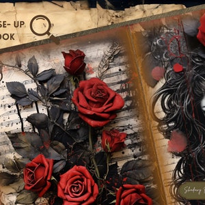 Gothic Black and Red Roses Junk Journal Pages Gothic Collage Sheets ...