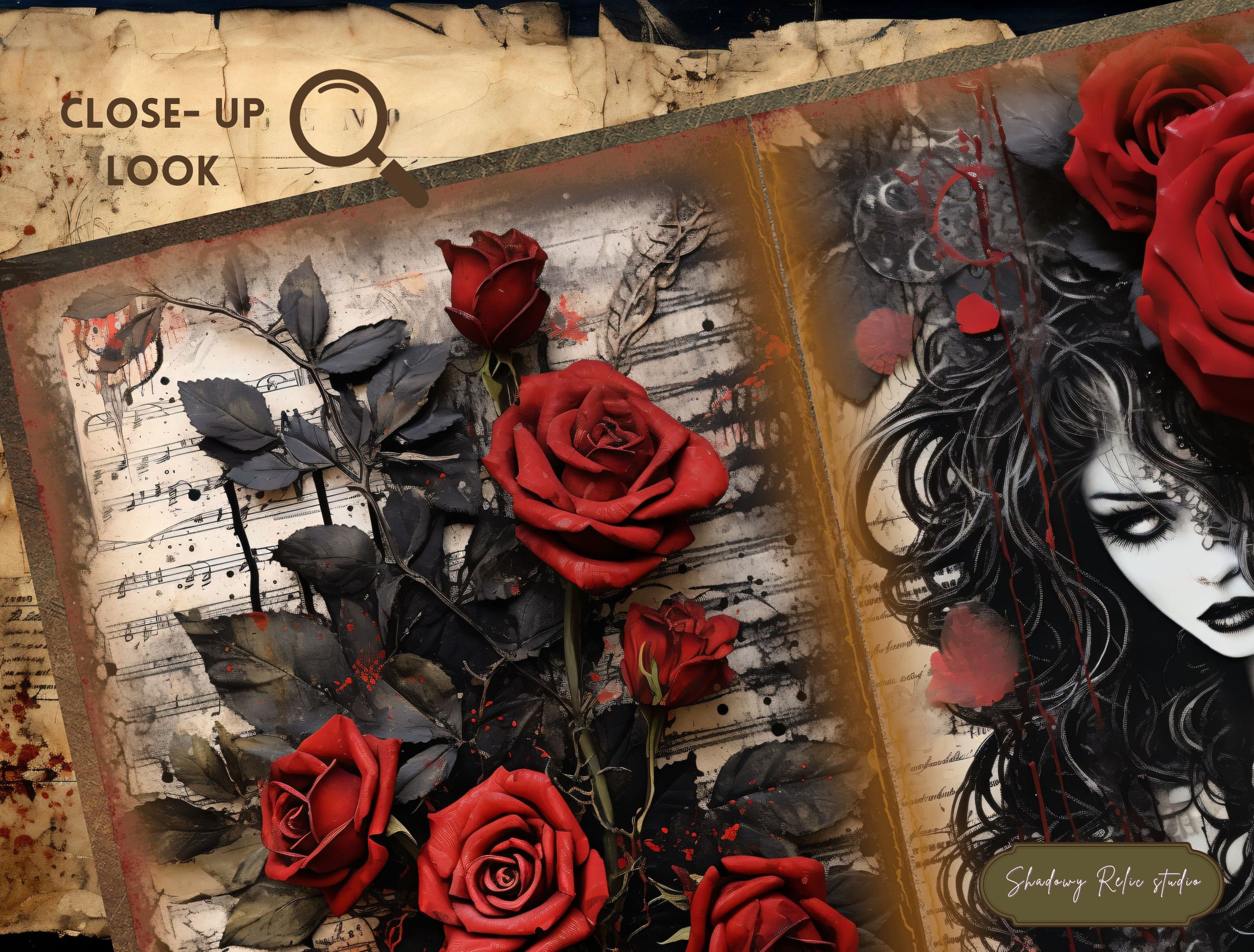 Gothic Black and Red Roses Junk Journal Kit Gothic Collage Sheets ...